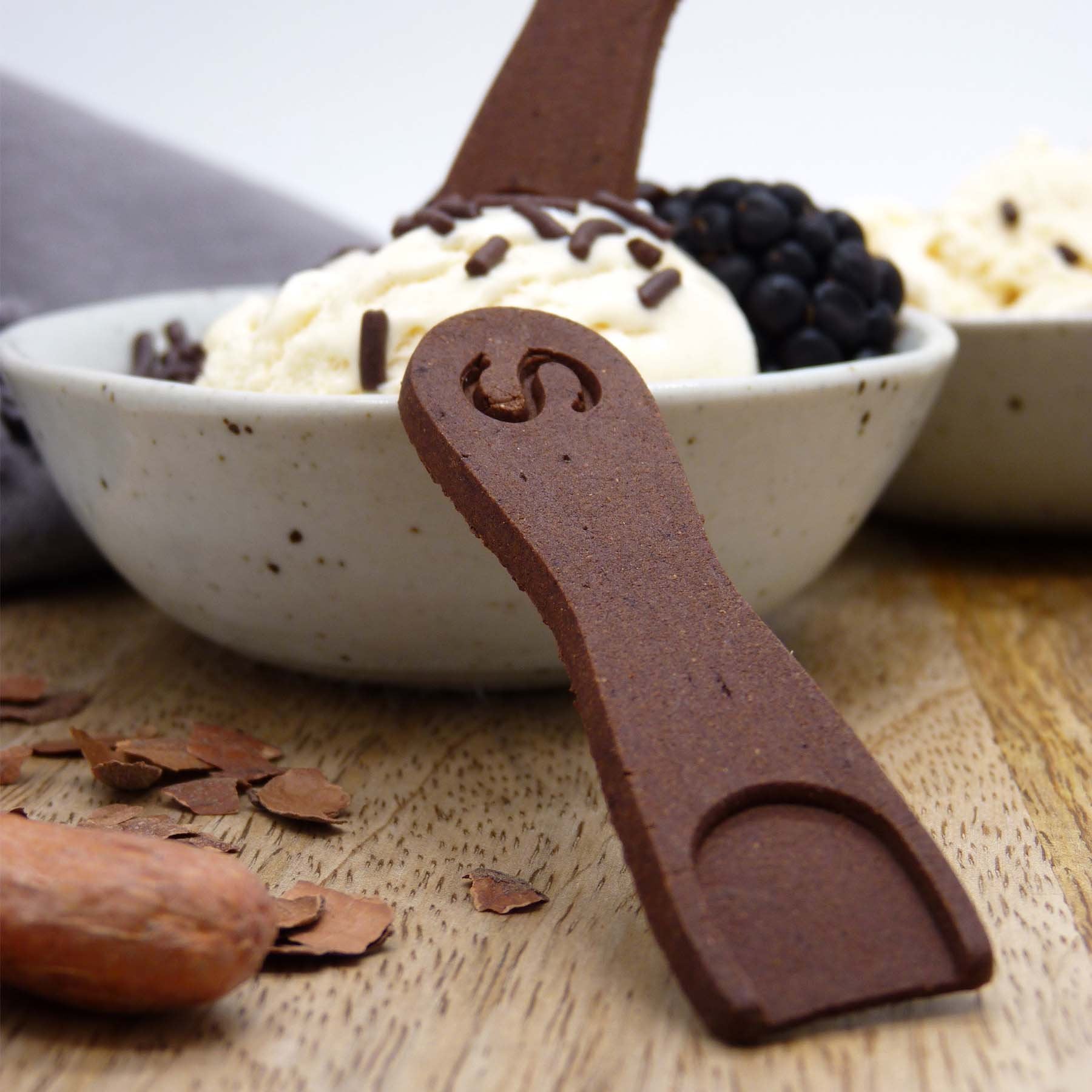 Essbare Eislöffel Schoko | Essbarer Eislöffel Spoonie S mit Schoko Geschmack