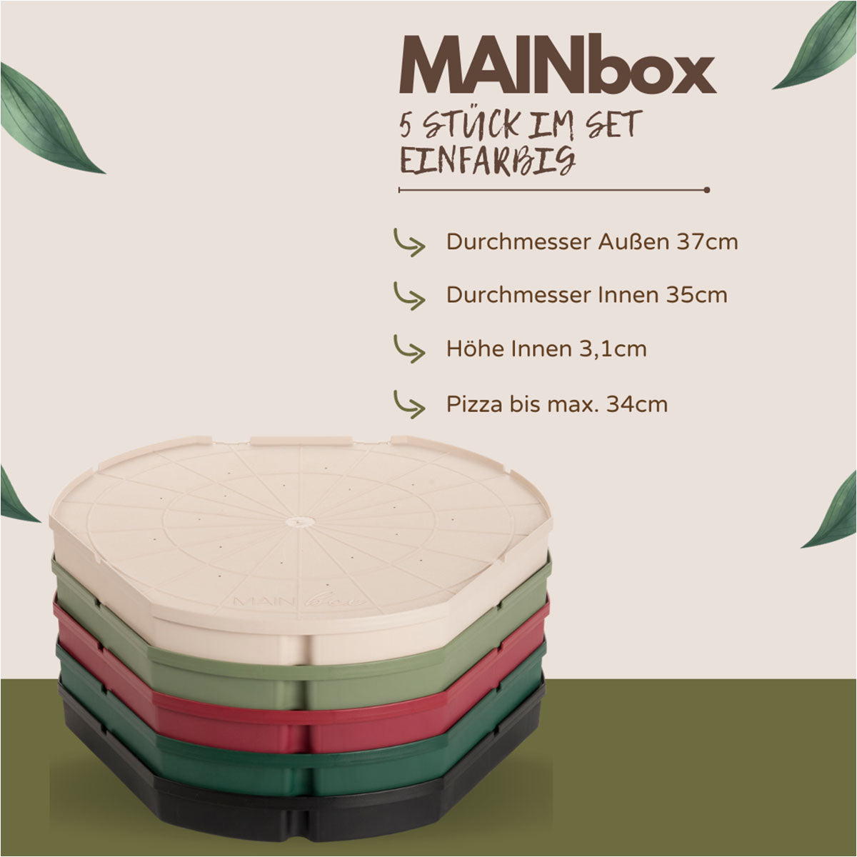 MAINbox - 5 St. Mehrweg Pizzakarton aus Recyclingmaterial