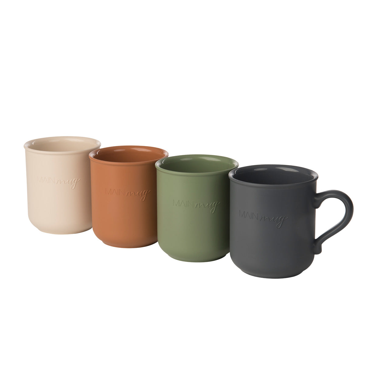 MAINmug Tasse - 4 St. stabile u. bruchfeste Mehrwegtassen mit Griff aus Recyclingkunststoff
