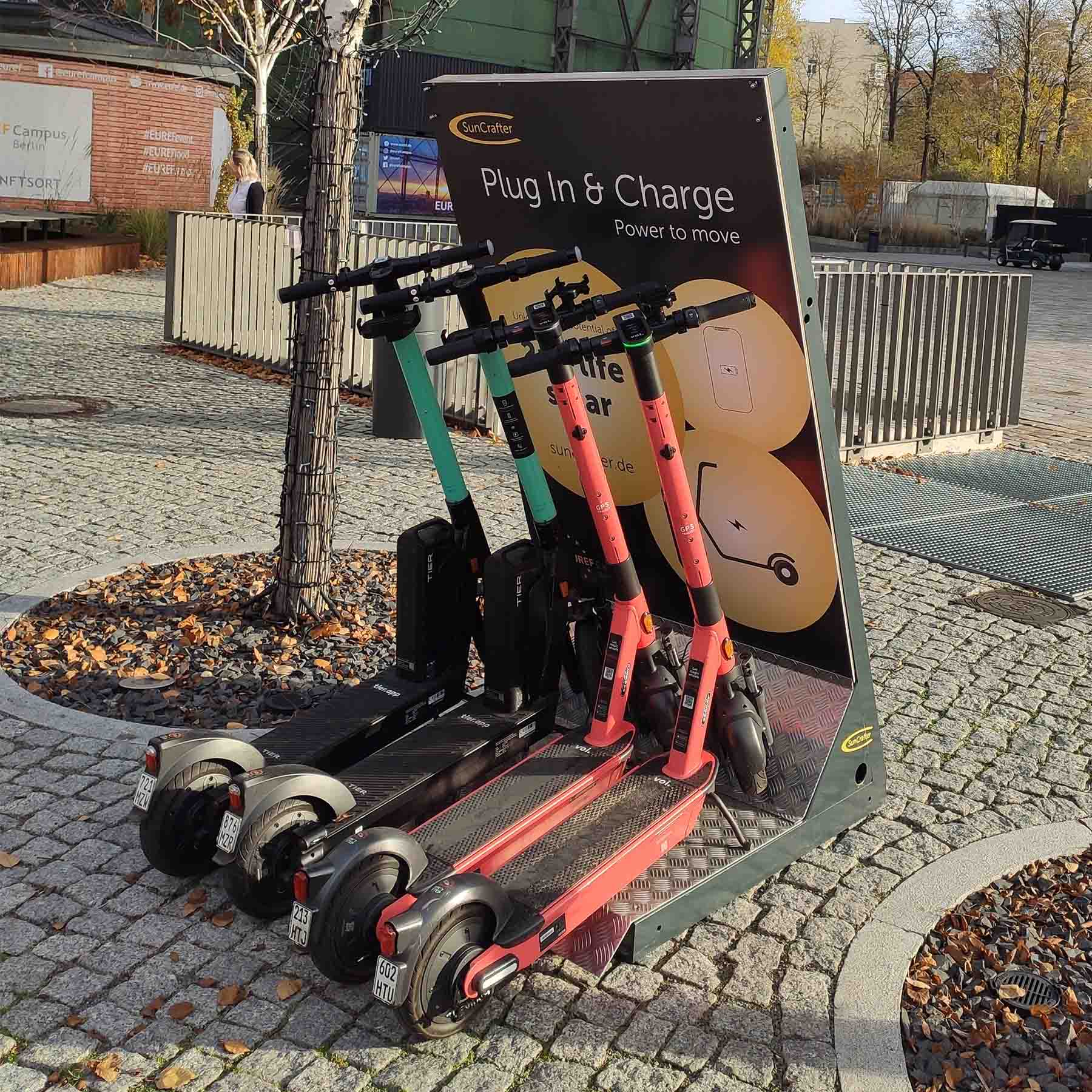 Solar Ladestationen für E-Roller, E-Bikes und E-Scooter