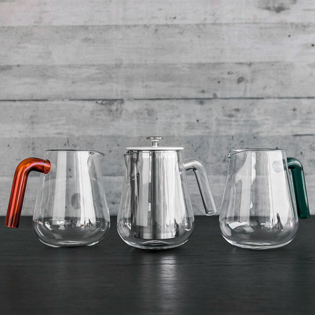 Kaffeebereiter aus Glas 0,8 Liter | Grifffarben amber, clear und green