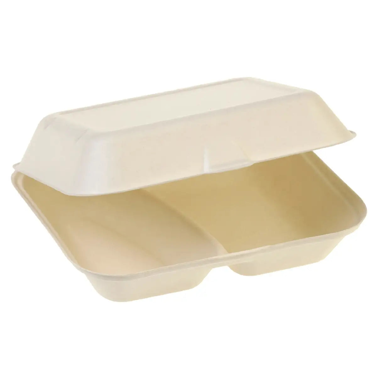 Food Box  m. Klappdeckel aus Zuckerrohr m. 2 Unterteilungen - 235x195x75mm