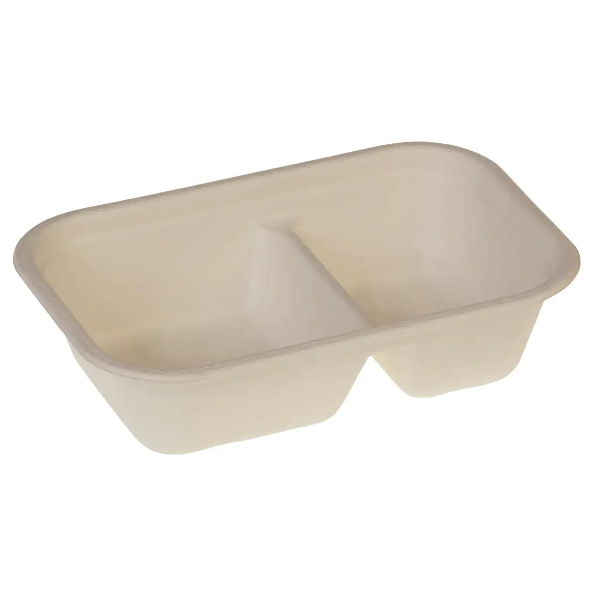 Menüschale aus Zuckerrohr u. 2 Unterteilungen - 229x153x57mm, 420/250ml