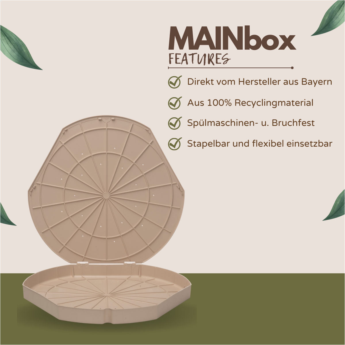 MAINbox - 5 St. Mehrweg Pizzakarton aus Recyclingmaterial