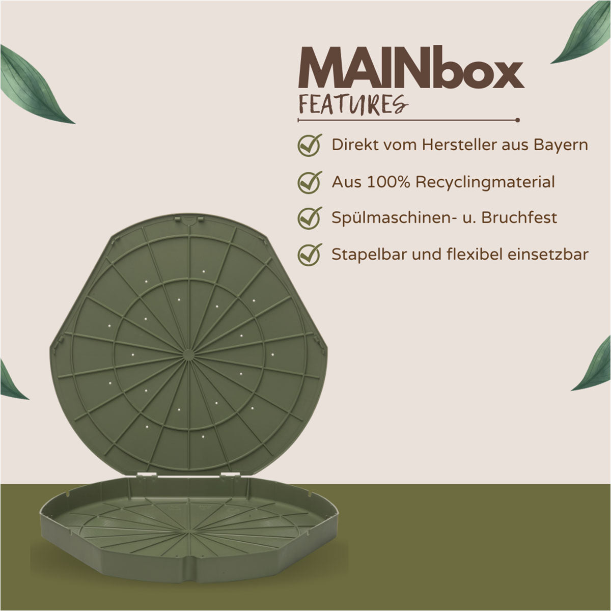 MAINbox - 5 St. Mehrweg Pizzakarton aus Recyclingmaterial