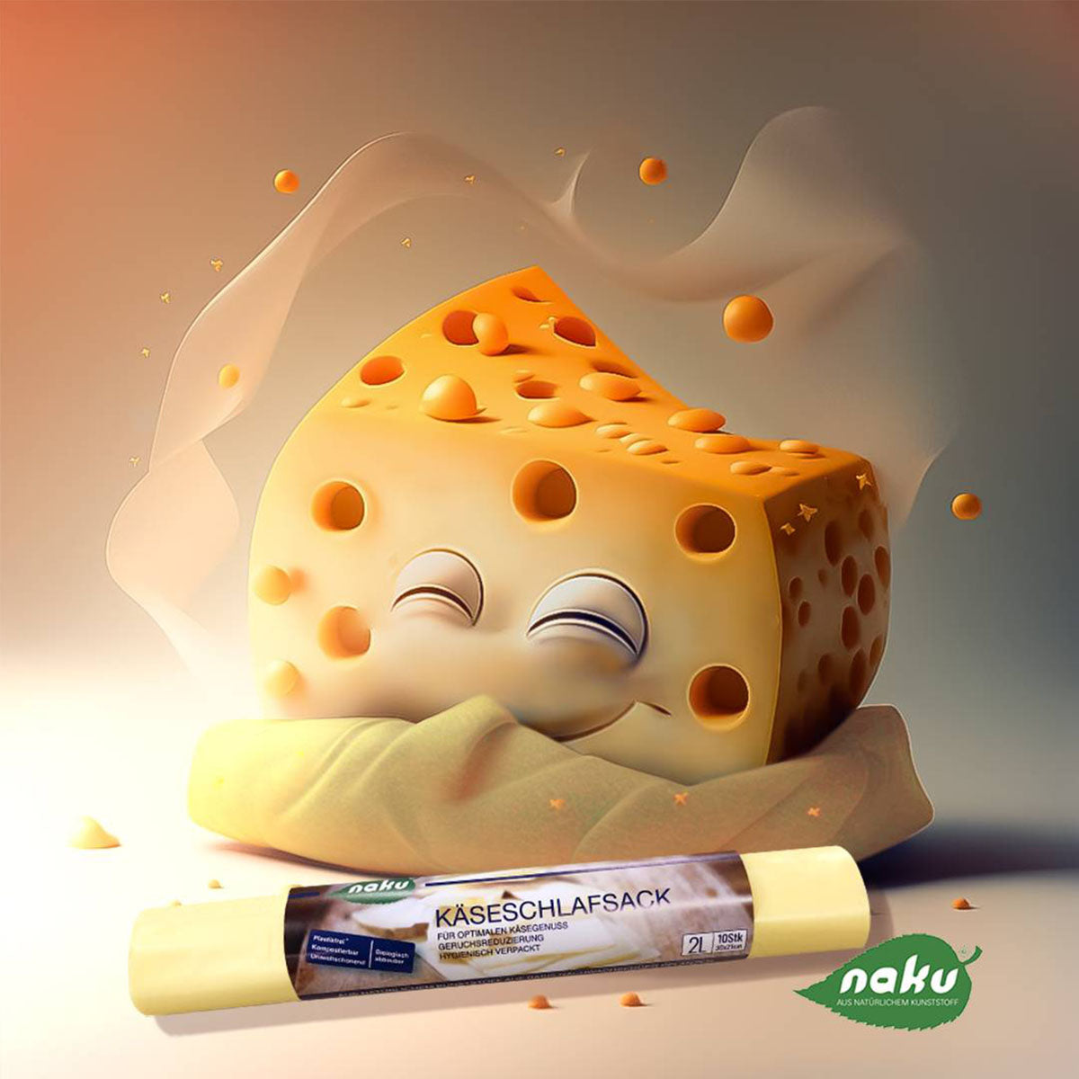 eine nachhaltige lösung zur aufbewahrung von käse in einem säckchen aus biokunststoff für eine plastikfreie küche