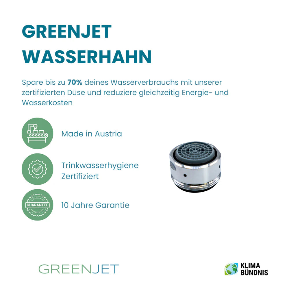 Wasserhahn Spardüse für Hotels und Co-Living Spaces - GREENJET Wasserhahn